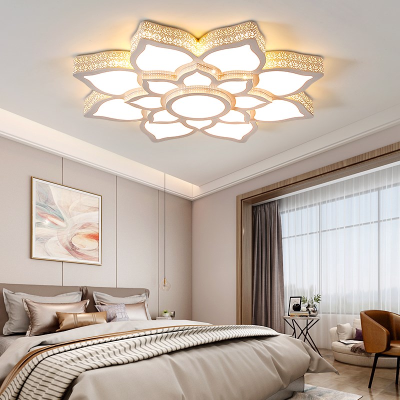 莲花led客厅灯简约大气房间灯遥控调光卧室1米圆形大厅灯具灯饰