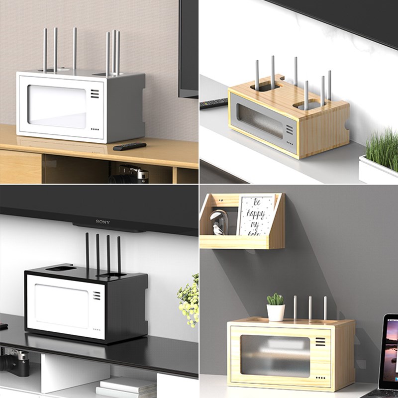 客厅wifi电视机顶盒收纳盒 桌面排插宽带猫光路由器收纳柜置物架