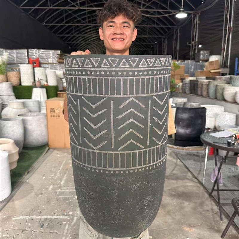复古大陶罐诧寂风酒店种树花盆北欧简约轻奢落地咖啡店民宿大花盆