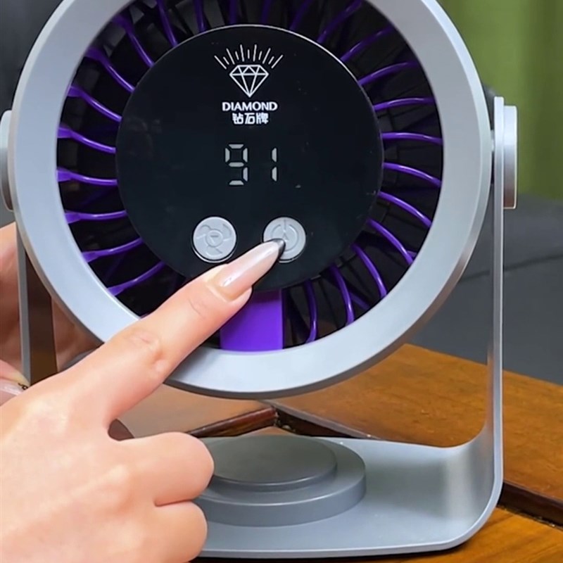 钻石牌户外风扇桌面厨房涡轮壁挂式数字显示循环风扇桌面无级可调