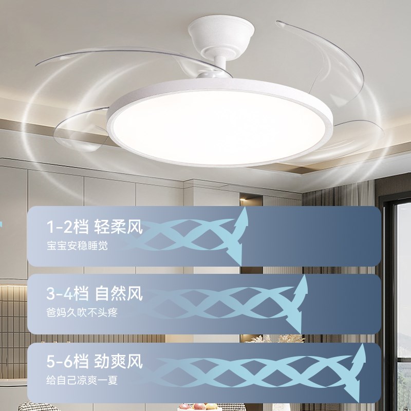 箭牌隐形风扇灯新款超薄静音客厅灯具家用餐厅吊灯护眼卧室吊扇灯
