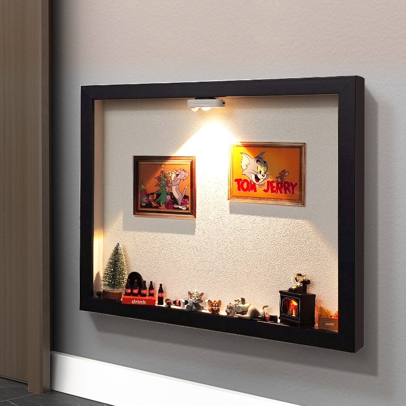 2025新款弱电箱装饰画猫和老鼠网线盒遮挡3d微景观磁吸电表箱挂画