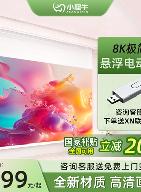 【官方推荐】智能悬浮电动幕布家用抗光投影幕布超高清100/120英寸壁挂隐藏嵌入式天花幕3D/4K光子屏升降幕布