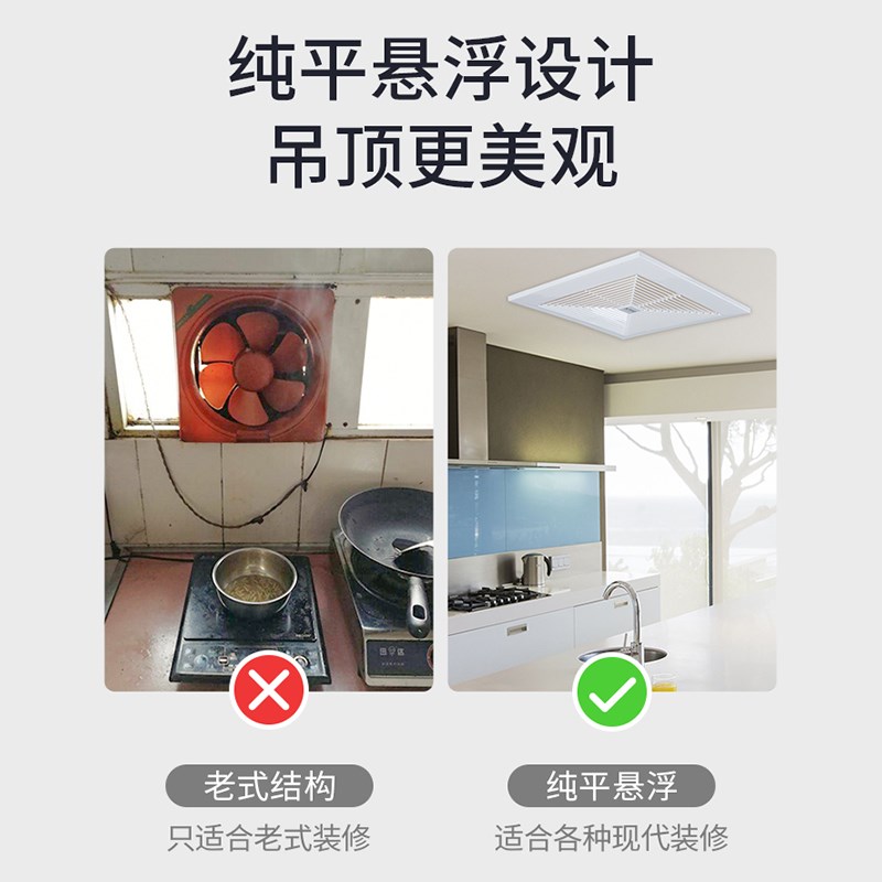 欧普吊顶排气扇换气扇卫生间厨房强力低噪家用8/10寸12吸顶排风扇