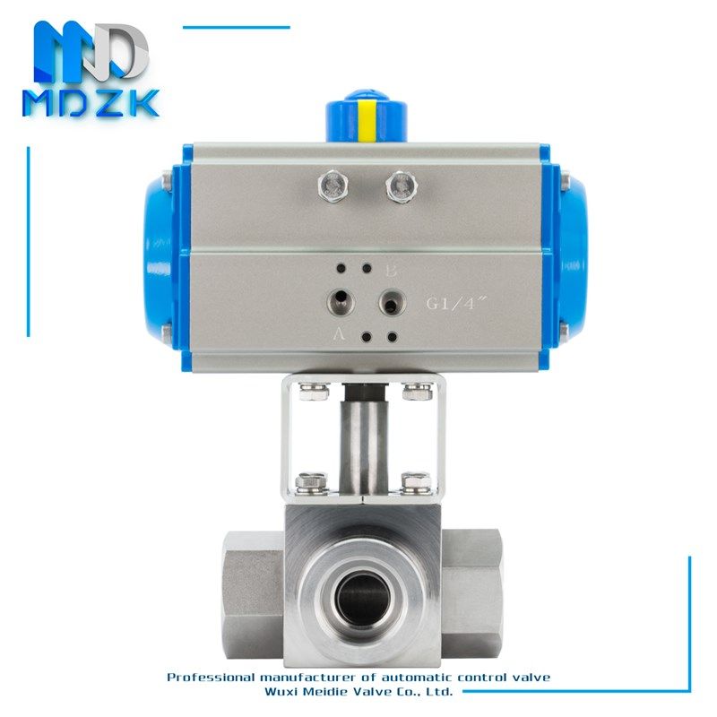 MDZK-AT-Q614/5  F/N-320P气动耐高压丝口扣天然气不锈钢三通球阀