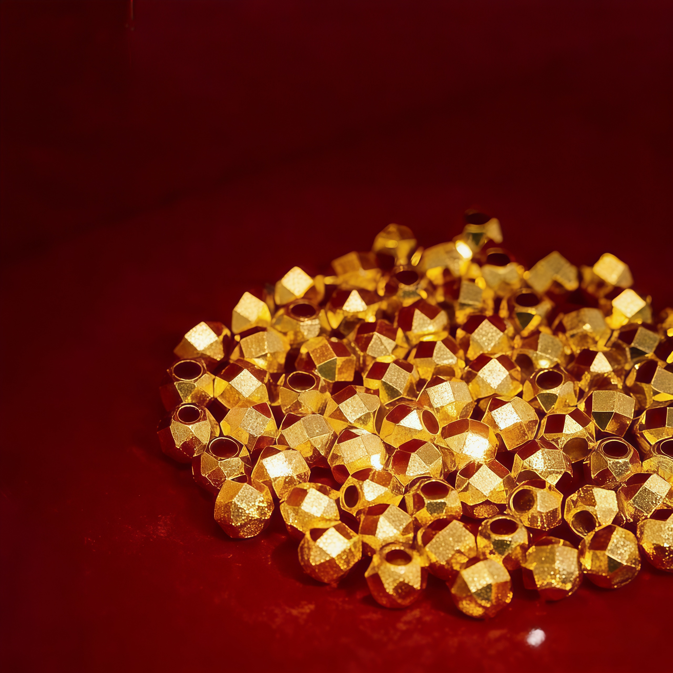 【HEHM】足金999蹦迪珠小金珠3D硬金黄金金珠子转运珠diy