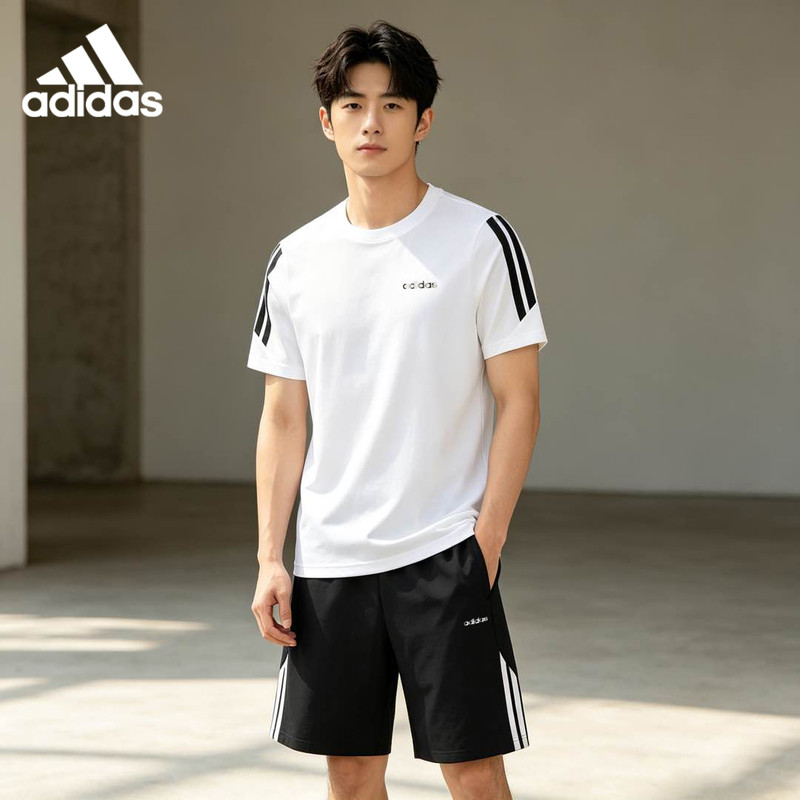 Adidas阿迪达斯男运动休闲套装2026夏新款短袖短裤套装TZ-KQ5324