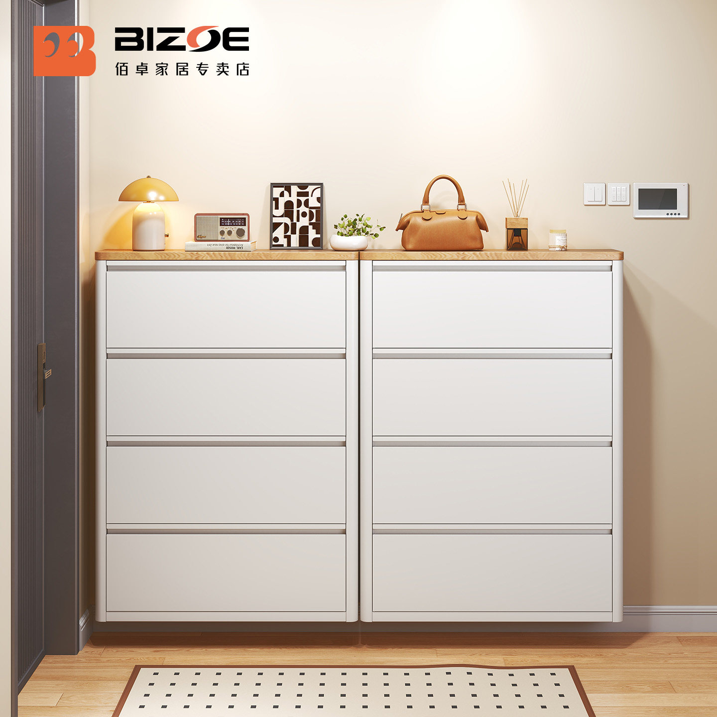 2026新款15cm超薄鞋柜家用门口挂墙悬空钢制小空间玄关翻斗鞋柜子,住宅家具,鞋柜,淘宝优惠券,粉丝福利购,淘宝优惠卷