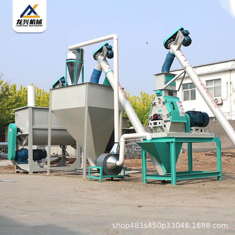 猪饲料加工全套设备玉米豆粕饲料机组搅拌混合机包安装售后