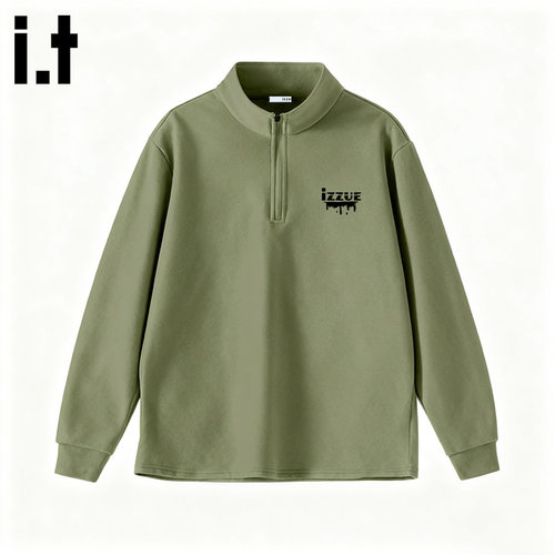 itizzue男半拉链双面绒立领长袖