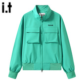 新款 i.t 潮流外套 工装 飞行夹克秋季 izzue孔雀绿美式 廓形情侣同款