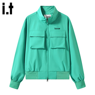 izzue孔雀绿美式 新款 廓形情侣同款 飞行夹克秋季 潮流外套 工装 i.t