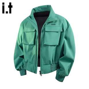 izzue美式 潮流立领工装 休闲夹克男款 新款 飞行棒球服 2025秋季 i.t