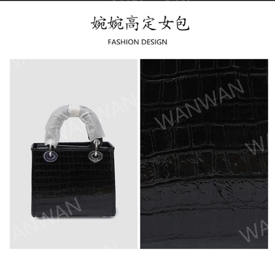 鳄鱼皮女包轻奢气质时尚百搭单肩斜挎手提WY11856-黑色