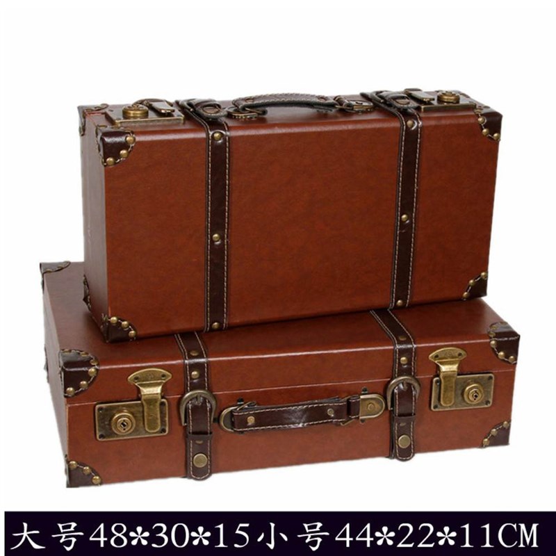 复古怀旧老式手提箱收纳箱皮箱橱窗陈列装饰品摆件拍Z照摄影道具