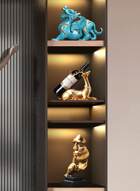 新中式书房办公室茶室酒柜装饰品摆件家居客O厅高端大气摆设品酒