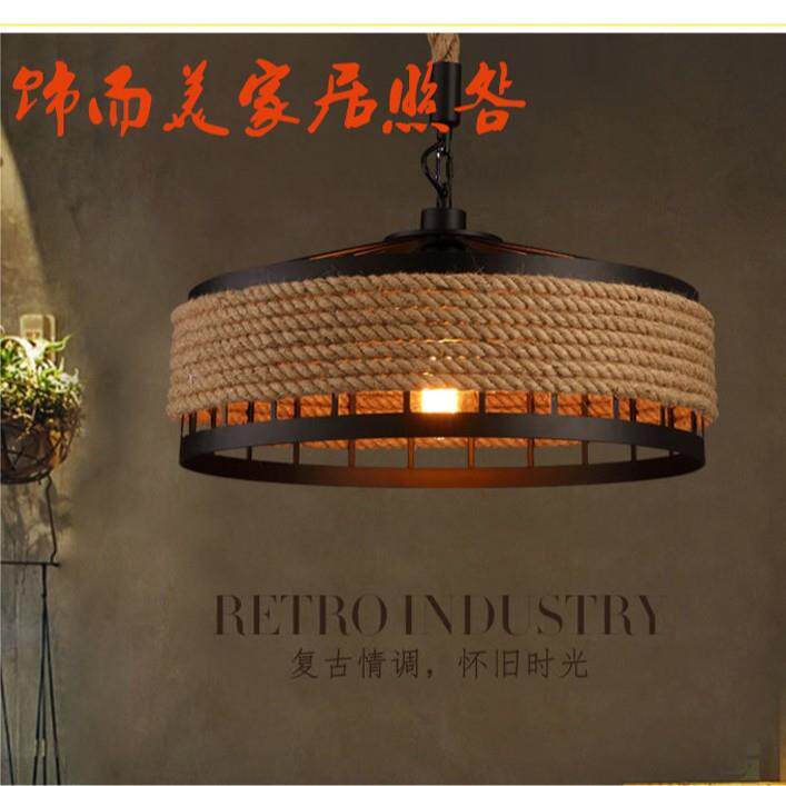 loft复古工业风美式铁艺麻绳创意吊灯个性餐厅吧台酒吧装饰灯具