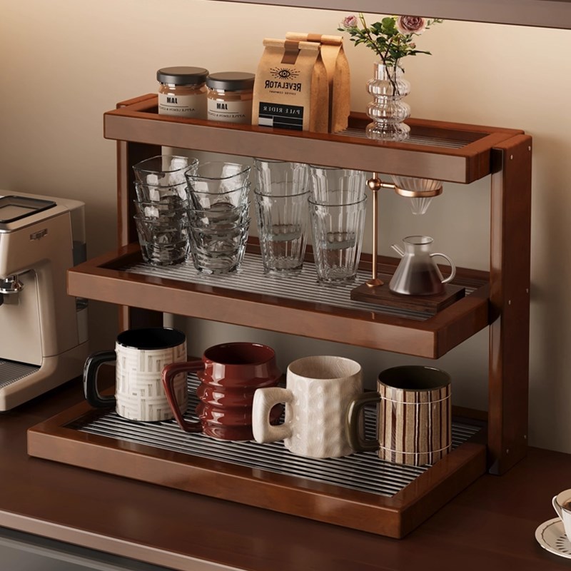 桌面杯架压克力中古置物架多层餐桌台面杯架O子咖啡店转角收纳展