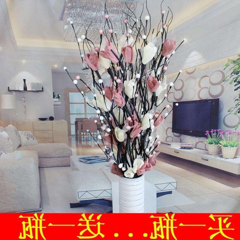 花叶脉干花客厅落地假花干枝摆花落地花玄关玫瑰花装饰