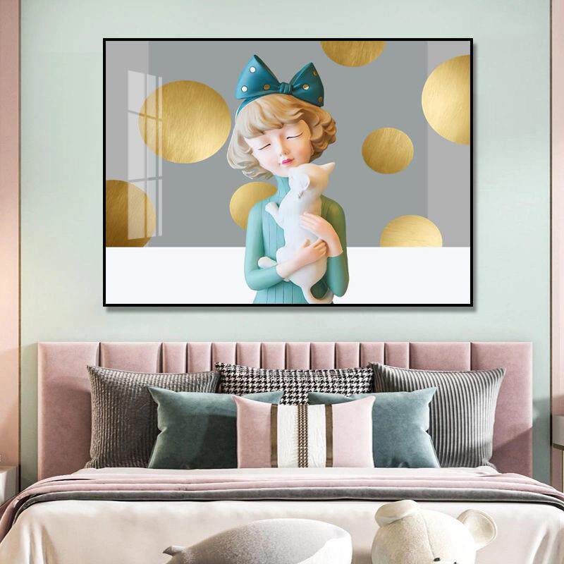儿童房床头装饰画男孩女孩卧室挂画男生卡通太空壁画公主女童墙画