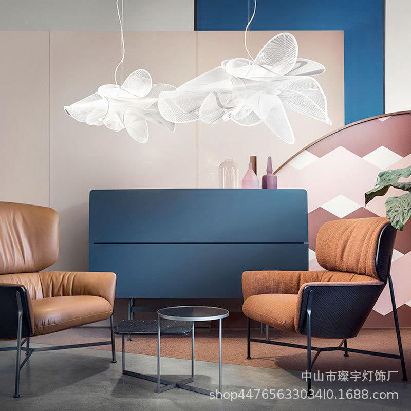 意大利北欧风蝴蝶吊灯客厅餐厅卧室LED调光网纱创意吊饰