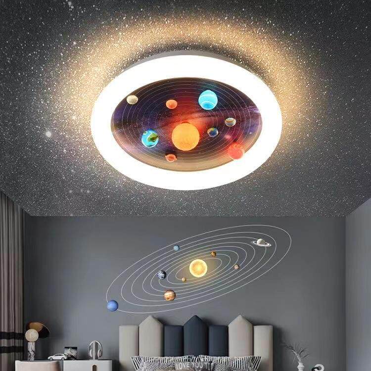 儿童房吸顶灯八大行星太阳系星球灯男孩房间现代简约LED卧室灯具
