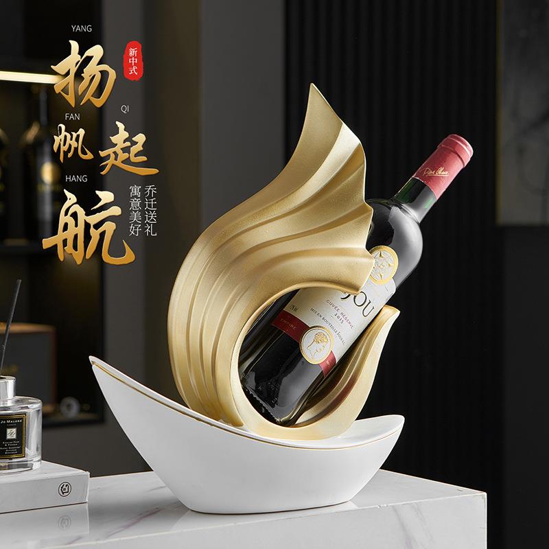 一帆风顺高端奢华酒柜装饰品商务客厅电视柜办公室树脂船酒架摆件