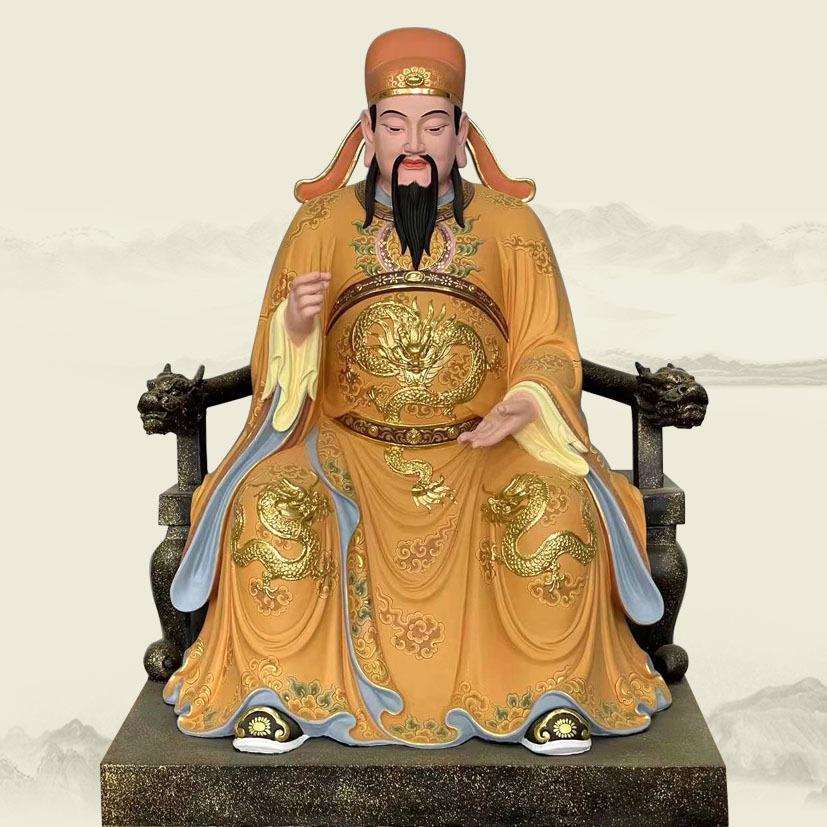 厂家直供树脂彩绘文昌帝君神像 木雕工艺雕刻文曲星君招财摆件