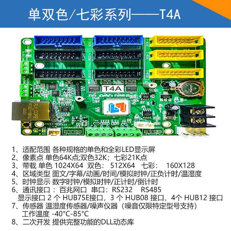 灵信A4 T4A C4A 系统卡串口二次开发RS232 RS485 单双色全系列