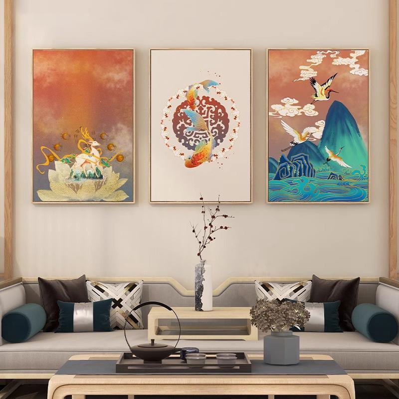 福禄寿喜新中式装饰画客厅国风画现代中国风餐桌过道挂画吉祥传统