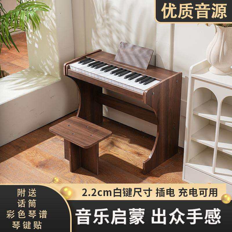 37键立式儿童木制电子琴儿童钢琴玩具宝宝音乐启蒙玩具钢琴小木琴