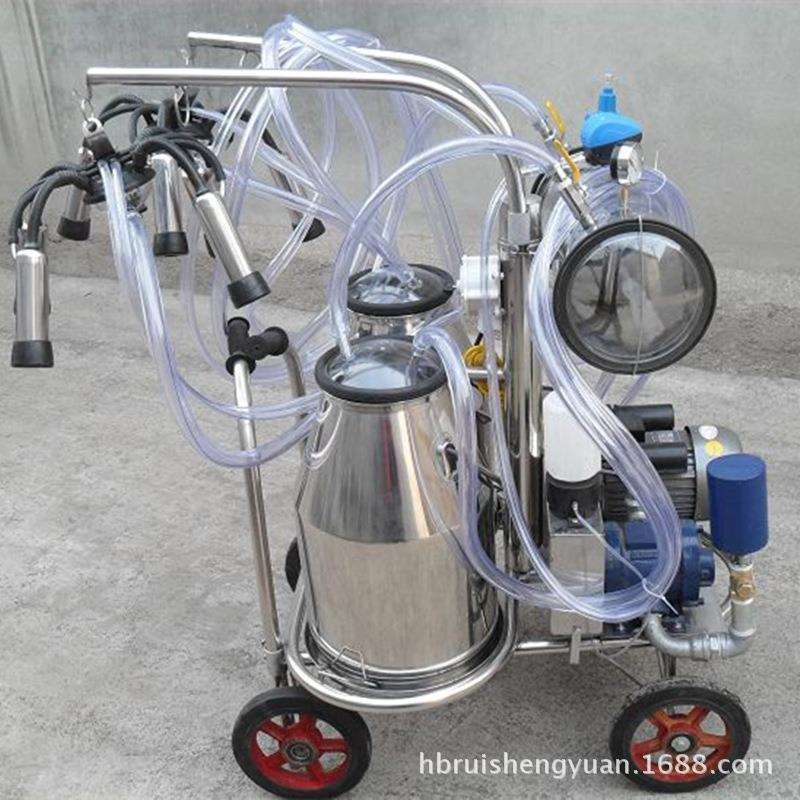 奶牛挤奶机配件养殖设备 不锈钢真空便携式单双缸电动挤奶机