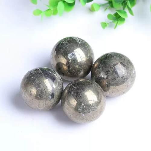 天然黄铁矿水晶球摆件水晶原石打磨七星阵球家居聚财摆件东海水