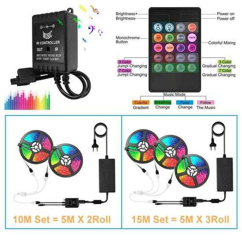 智能声控灯带套装5050 rgb套装 60led/米彩色rgb灯带套装装饰灯条