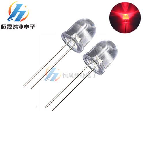 F10白发红 10mm白发红灯 超高亮红光 透明聚光发光二极管led灯珠