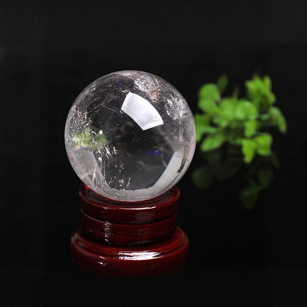 普陀山天然白水晶球摆件原石打磨风水球客厅玄关家居装饰办公