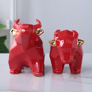 北欧现代陶瓷萌可爱牛年摆件 轻奢简约折纸家居桌面饰品工艺品