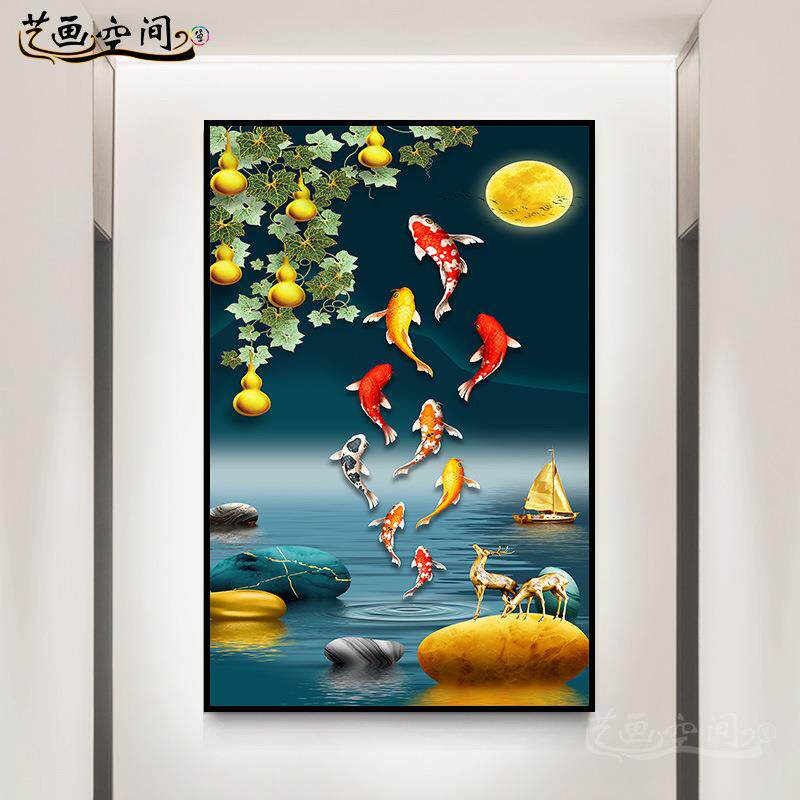 欧式玄关装饰画花开富贵入户正对门壁画客厅走廊过道墙挂画玄幻画