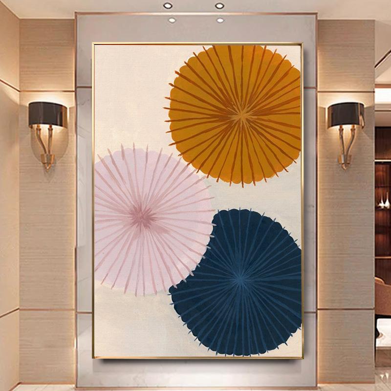 手绘油画【三色伞】客厅玄关走廊现代简约装饰挂画走廊过道手工画