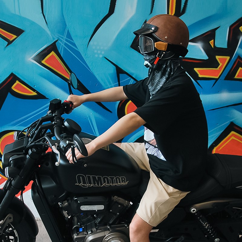 复古机车哈摩托车头盔男女日式雷3C半盔小盔体夏季踏板电动车瓢盔