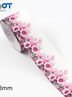 L-20620-593 38MM花朵印刷螺纹丝带DIY手工制作包装配件 服装辅料