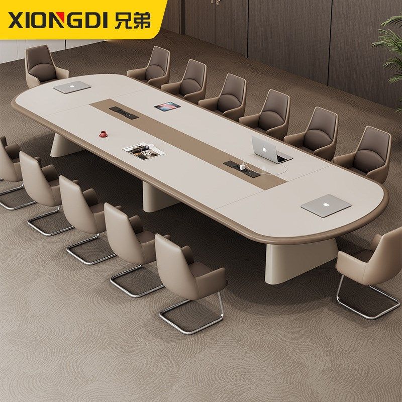 大型烤漆会议桌长桌简约现代 办公工作台会议室洽谈接待桌椅组合