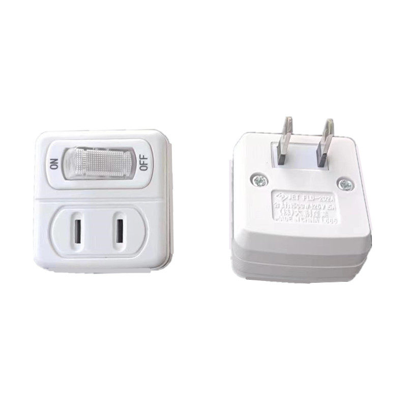 JET一转分二插位带开关2脚扩展多孔2插头两相插座电源无线转换器