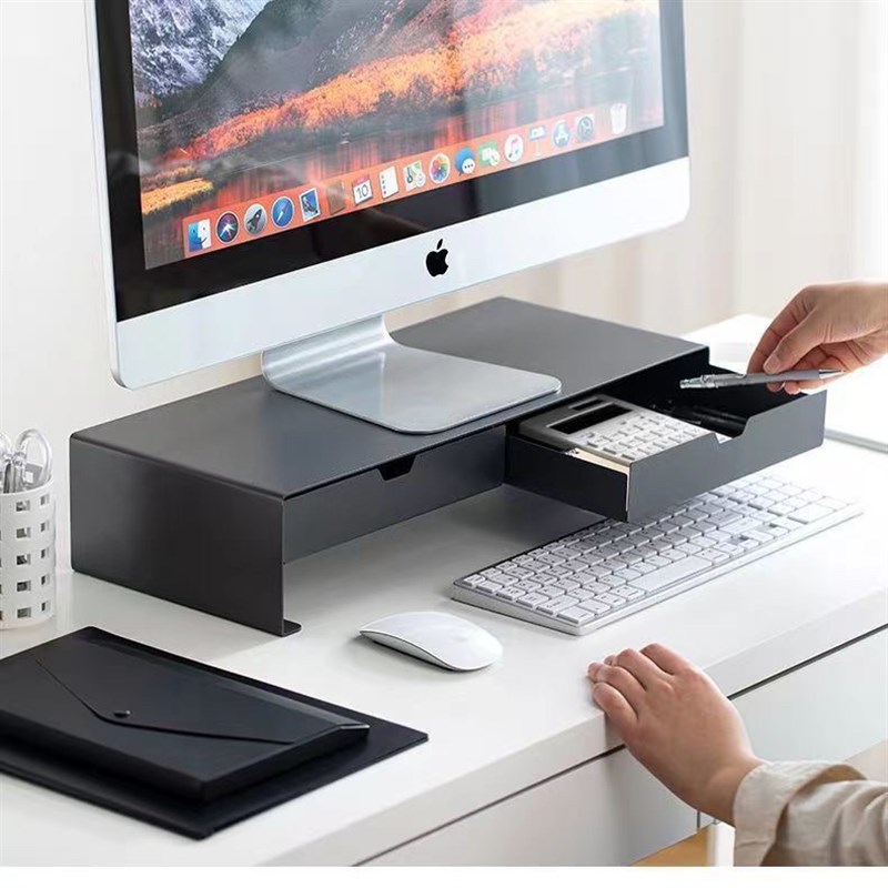 电脑增高架显示器台式笔记本垫高屏幕支架工位桌面抽屉收纳置物架