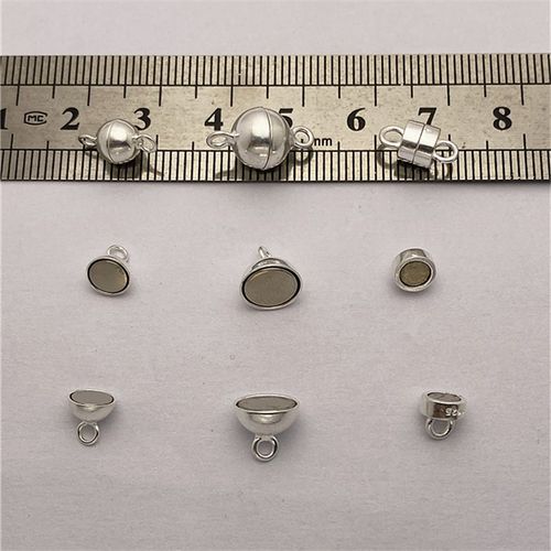 s925纯银磁吸球形扣子diy手工制作项链手绳搭扣配件磁铁扣连接扣