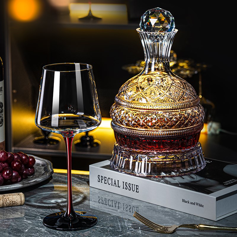 轻奢勃艮第红酒杯套装家用水晶玻璃葡萄酒醒酒器高脚杯子网红