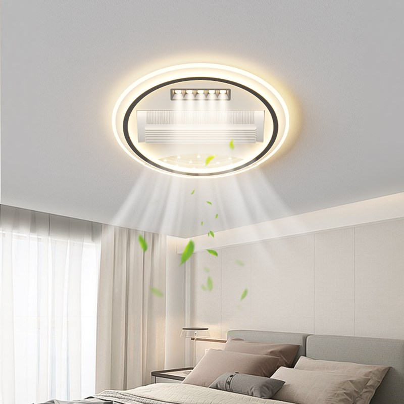 客厅主灯2024新款滚筒式无叶风扇灯吊扇灯中山灯具全屋卧室吸顶灯