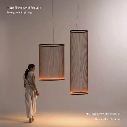 设计师极简挑空客厅吊灯创意餐厅酒店别墅loft复式楼梯线性流苏灯