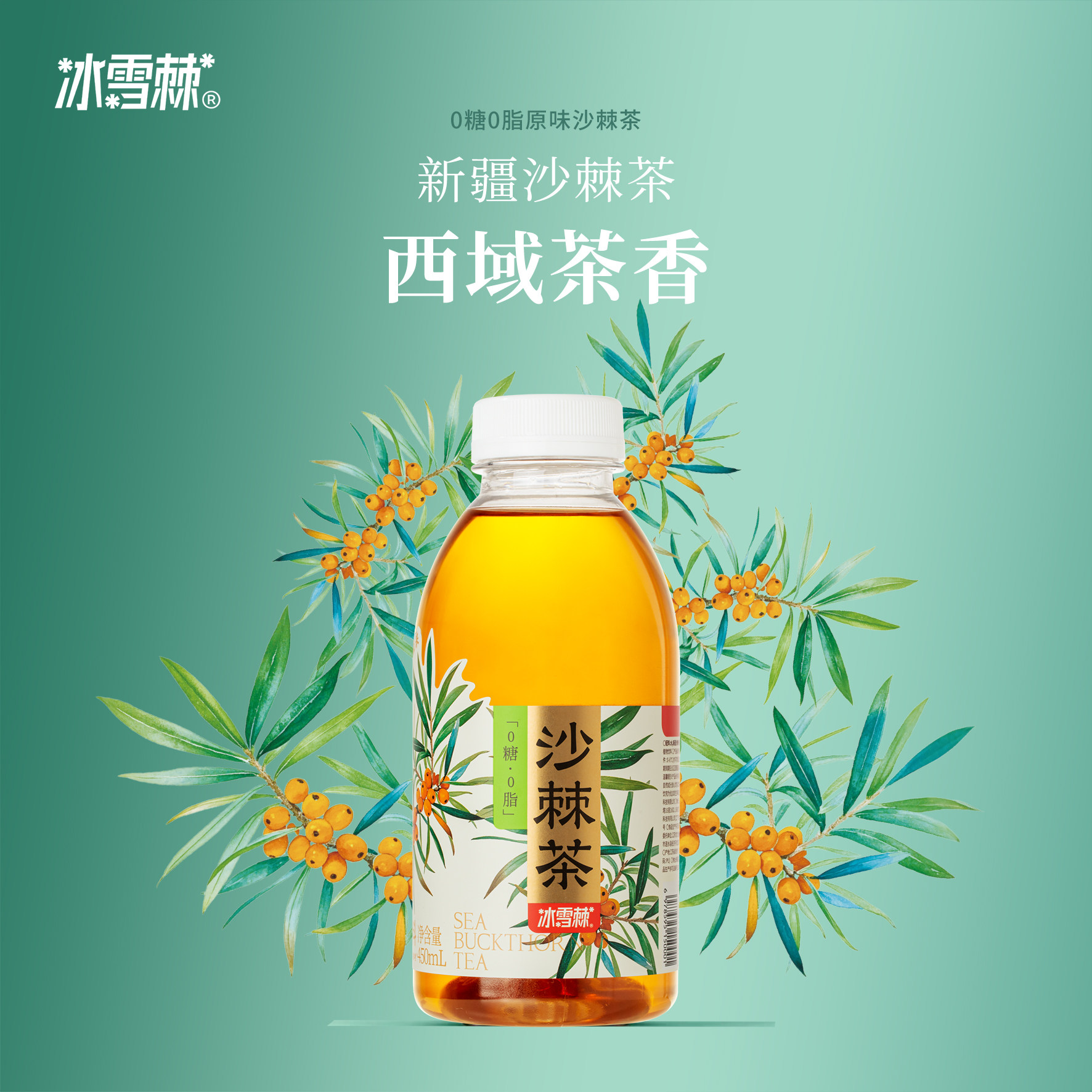 冰雪棘新疆沙棘茶450ml*6瓶原叶冷萃茶0糖0脂养生茶无糖茶茶多酚