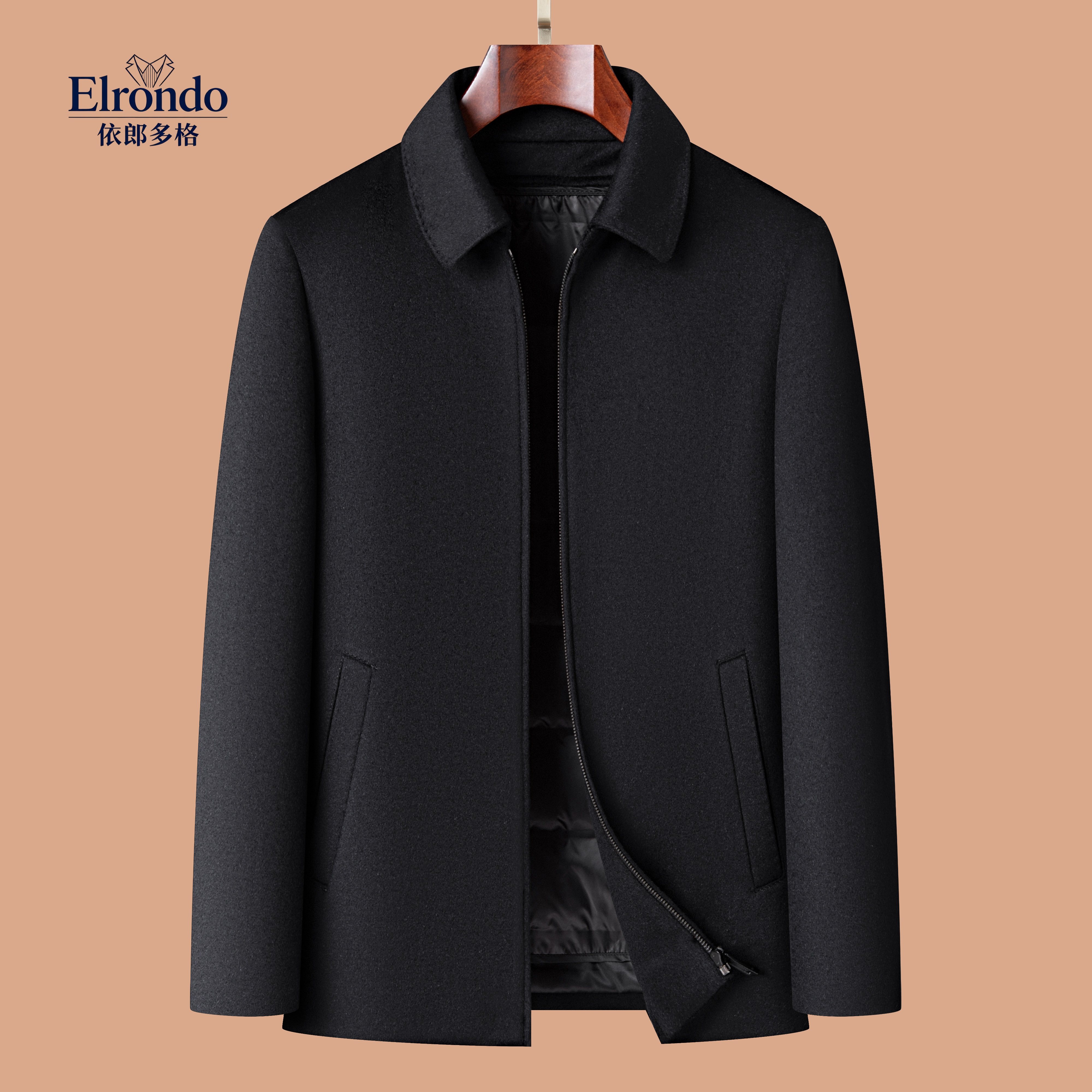 依郎多格冬季毛呢大衣男商务休闲翻领黑色保暖外套,男装,毛呢大衣,淘宝优惠券,粉丝福利购,淘宝优惠卷